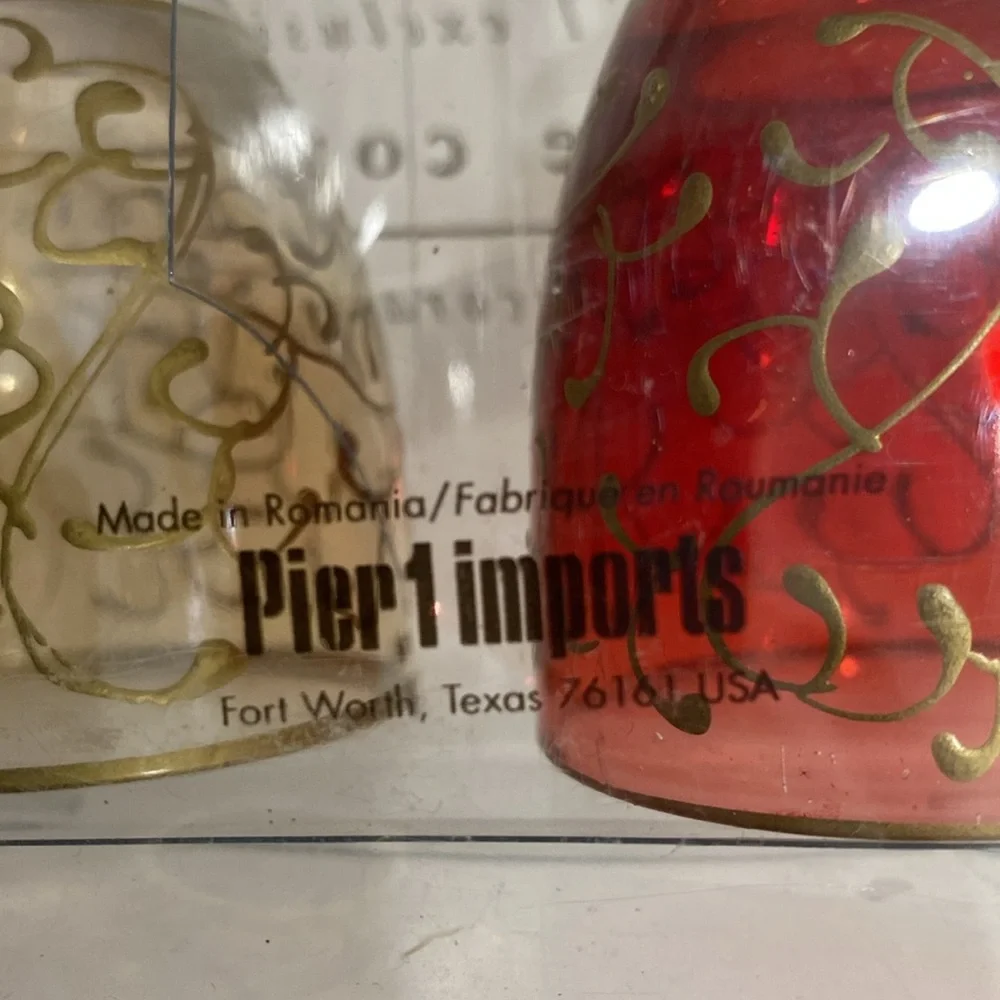 Pier 1 Imports Jubilee Cordial Goblet Mouth Blown Hand Decorated 4